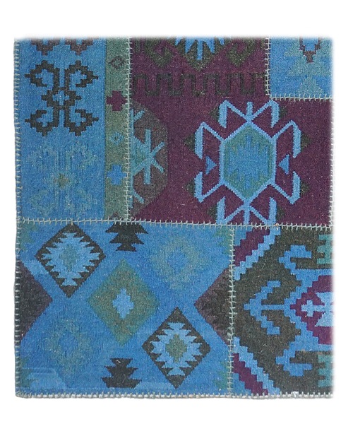 HAND WOVEN WOOLEN OVERDYED PATCH KILIM
